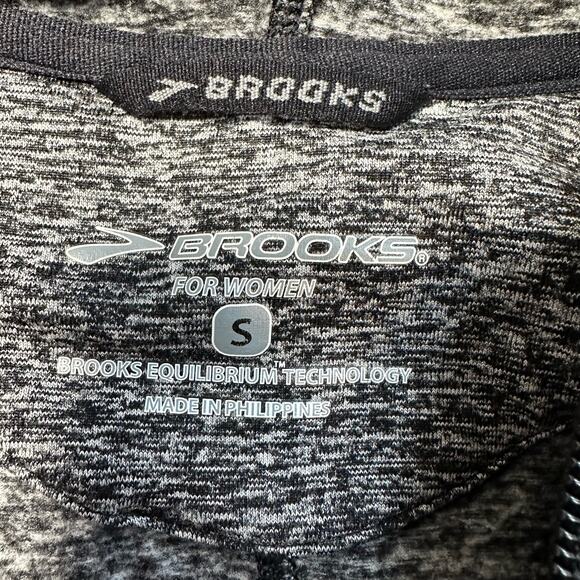 Brooks Running Full Zip Hooded Jacket Heathered Black Small - Picture 7 of 9